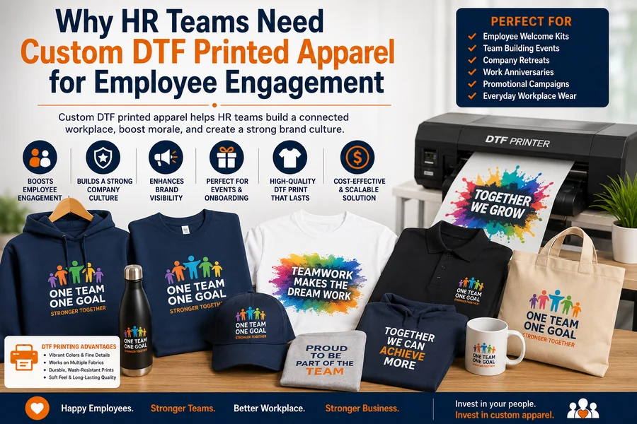 Custom DTF printed apparel for employee engagement programs